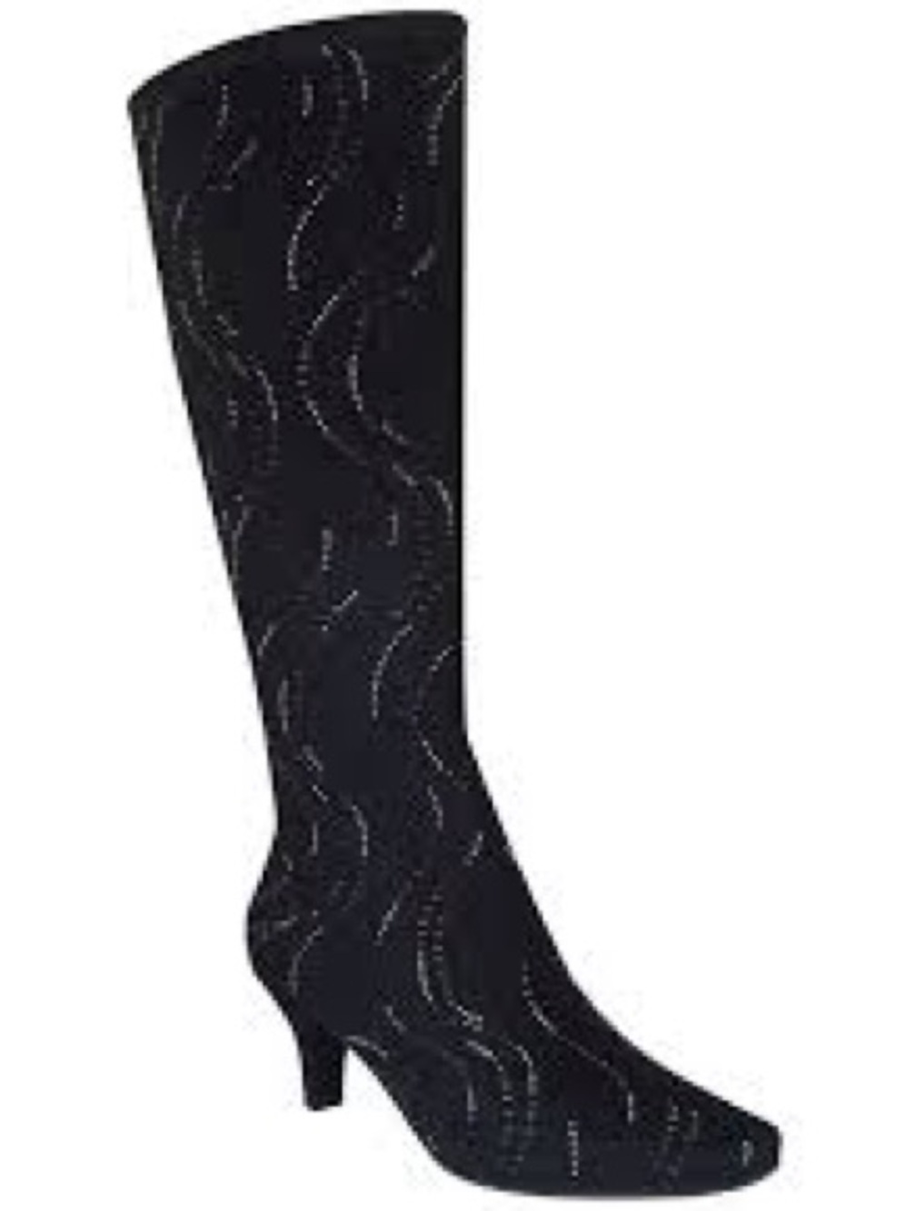 Impo black Black knee-high boots with silver wavy stitching #kneehigh #boots